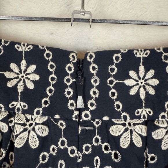 Kate Spade The Rules Skirt Navy Blue Eyelet Faux Wrap Cotton Embroidered size 10 - Picture 6 of 14